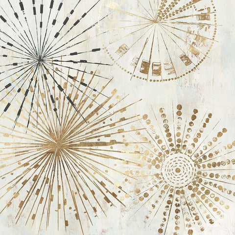 Golden Stars II  Black Modern Wood Framed Art Print with Double Matting by Reeves, Tom
