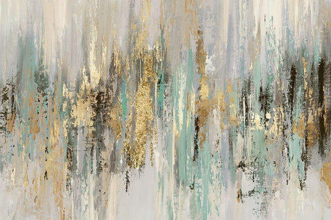 Dripping Gold I White Modern Wood Framed Art Print with Double Matting by Reeves, Tom