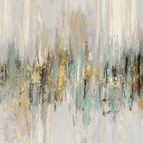Dripping Gold II White Modern Wood Framed Art Print with Double Matting by Reeves, Tom