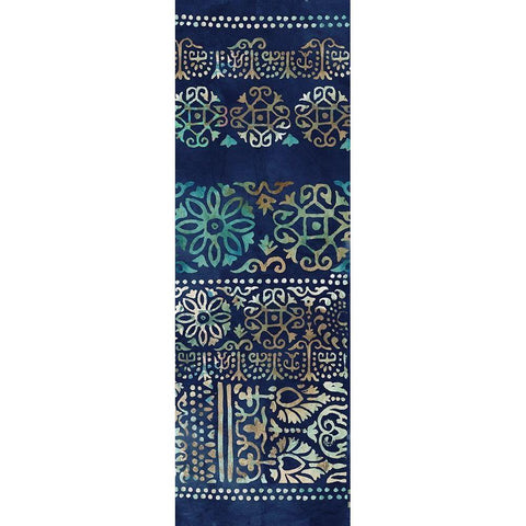 Indigo Damask I  Gold Ornate Wood Framed Art Print with Double Matting by Reeves, Tom