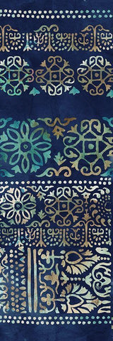 Indigo Damask I  Black Ornate Wood Framed Art Print with Double Matting by Reeves, Tom