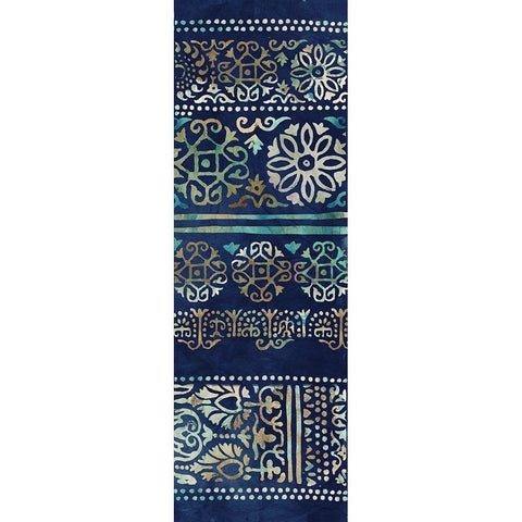 Indigo Damask II  Gold Ornate Wood Framed Art Print with Double Matting by Reeves, Tom