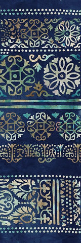 Indigo Damask II  White Modern Wood Framed Art Print with Double Matting by Reeves, Tom