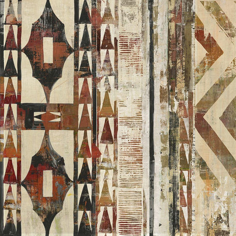 African Patterning I  White Modern Wood Framed Art Print with Double Matting by Reeves, Tom