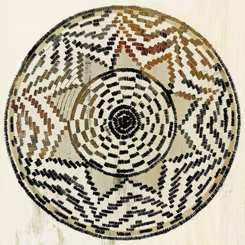 African Medallion  Black Ornate Wood Framed Art Print with Double Matting by Reeves, Tom