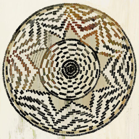 African Medallion  Black Modern Wood Framed Art Print with Double Matting by Reeves, Tom