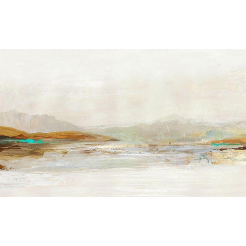 Lake in the Fog  White Modern Wood Framed Art Print by Reeves, Tom