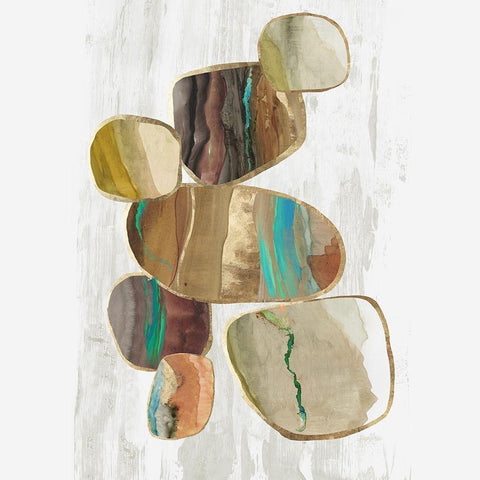 Glided Stones II  Black Modern Wood Framed Art Print by Reeves, Tom