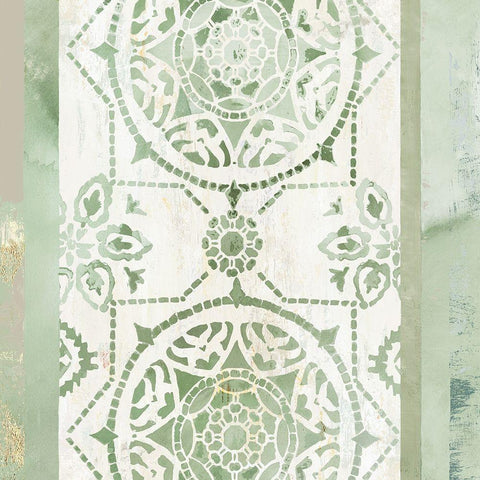 Olive Green Pattern White Modern Wood Framed Art Print by Reeves, Tom