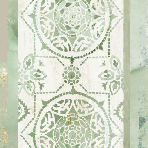 Olive Green Pattern Black Ornate Wood Framed Art Print with Double Matting by Reeves, Tom