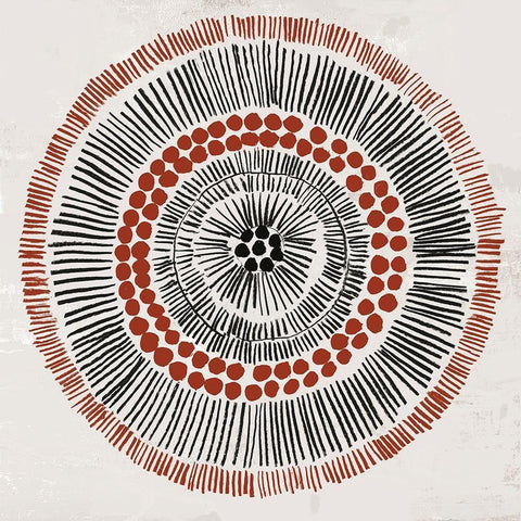 Round Tribal I White Modern Wood Framed Art Print with Double Matting by Reeves, Tom