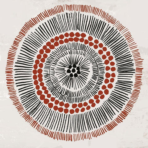 Round Tribal I Black Modern Wood Framed Art Print with Double Matting by Reeves, Tom