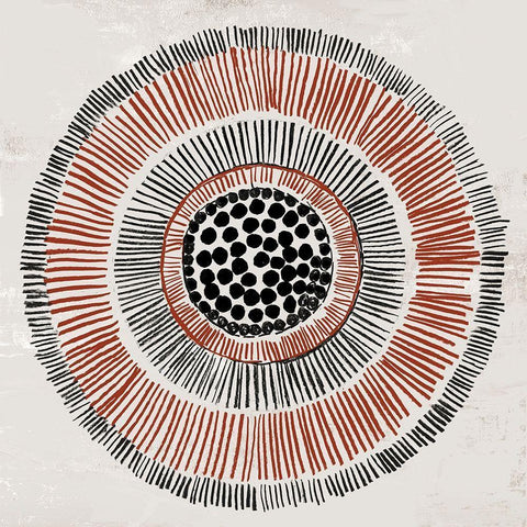 Round Tribal II White Modern Wood Framed Art Print with Double Matting by Reeves, Tom
