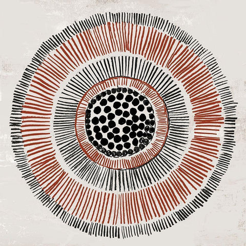 Round Tribal II Black Modern Wood Framed Art Print with Double Matting by Reeves, Tom