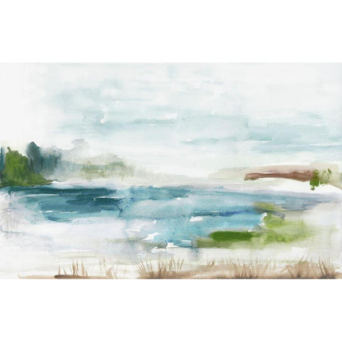 Watery Land Black Modern Wood Framed Art Print by Reeves, Tom