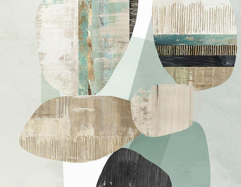 Mixed Celadon  White Modern Wood Framed Art Print with Double Matting by Reeves, Tom