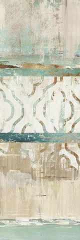 Teal Patchwork I  White Modern Wood Framed Art Print with Double Matting by Reeves, Tom