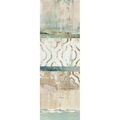 Teal Patchwork I  White Modern Wood Framed Art Print by Reeves, Tom