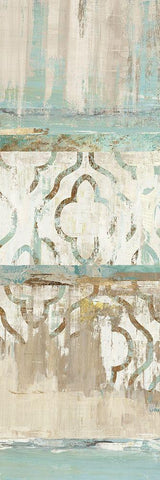 Teal Patchwork II White Modern Wood Framed Art Print with Double Matting by Reeves, Tom