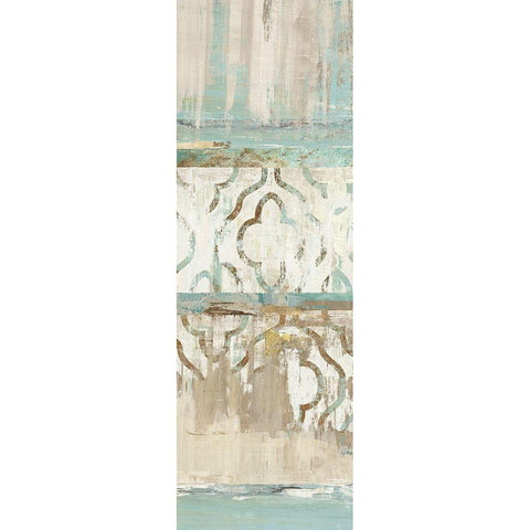 Teal Patchwork II Black Modern Wood Framed Art Print by Reeves, Tom
