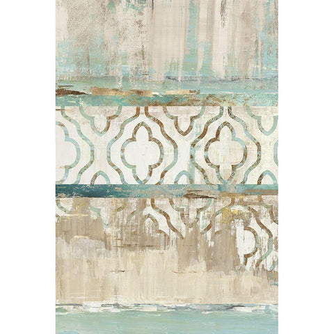 Teal Patchwork III Gold Ornate Wood Framed Art Print with Double Matting by Reeves, Tom