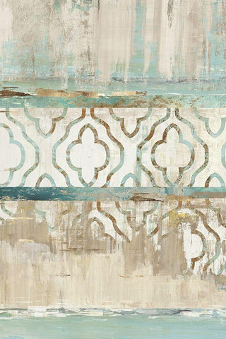 Teal Patchwork III Black Ornate Wood Framed Art Print with Double Matting by Reeves, Tom
