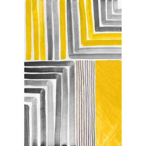 Yellow Mikado I Black Modern Wood Framed Art Print by Reeves, Tom
