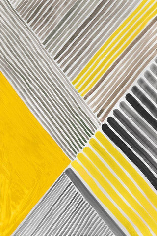 Yellow Mikado II White Modern Wood Framed Art Print with Double Matting by Reeves, Tom
