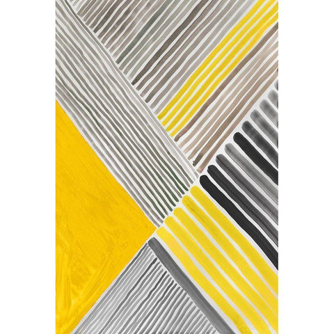 Yellow Mikado II Black Modern Wood Framed Art Print with Double Matting by Reeves, Tom