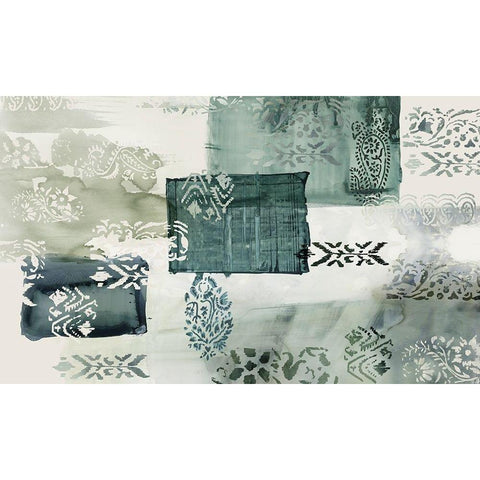 Green Silk  White Modern Wood Framed Art Print by Reeves, Tom