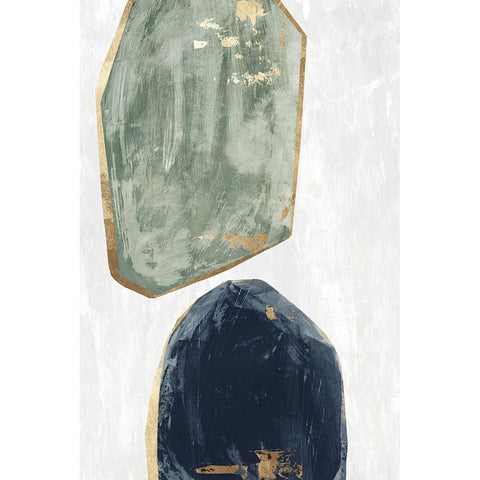 Stones I Blue Version White Modern Wood Framed Art Print by Reeves, Tom