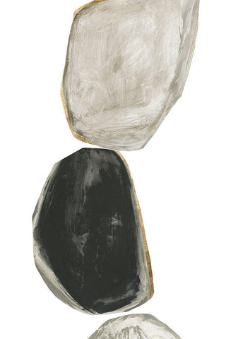 Stones II White Modern Wood Framed Art Print with Double Matting by Reeves, Tom