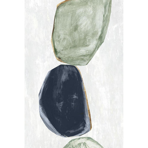Stones II Blue Version White Modern Wood Framed Art Print by Reeves, Tom
