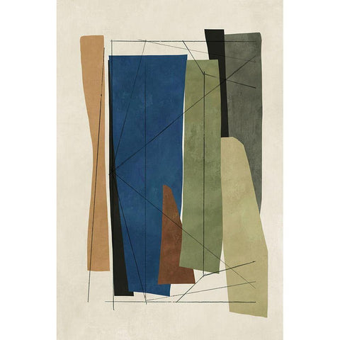 Sync I  Black Modern Wood Framed Art Print with Double Matting by Reeves, Tom