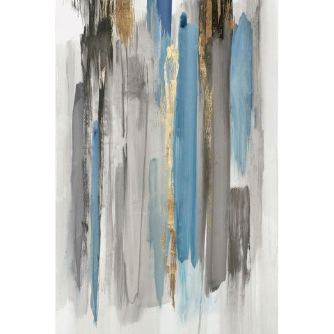 Blue Abstract Lines II Gold Ornate Wood Framed Art Print with Double Matting by Reeves, Tom