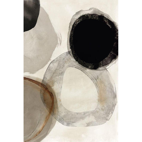 Beige Rings I  Black Modern Wood Framed Art Print by Reeves, Tom
