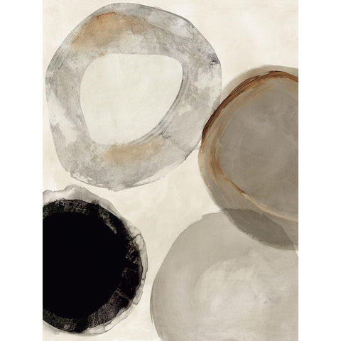 Beige Rings II White Modern Wood Framed Art Print by Reeves, Tom