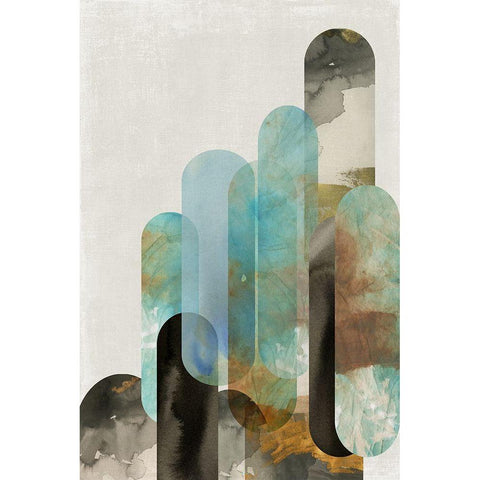 Teal Arches I  Black Modern Wood Framed Art Print by Reeves, Tom