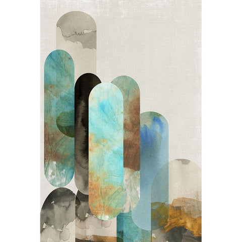 Teal Arches II  Black Modern Wood Framed Art Print by Reeves, Tom