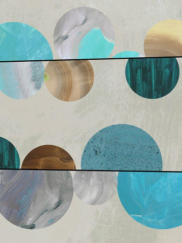 Blue Marbles II  White Modern Wood Framed Art Print with Double Matting by Reeves, Tom
