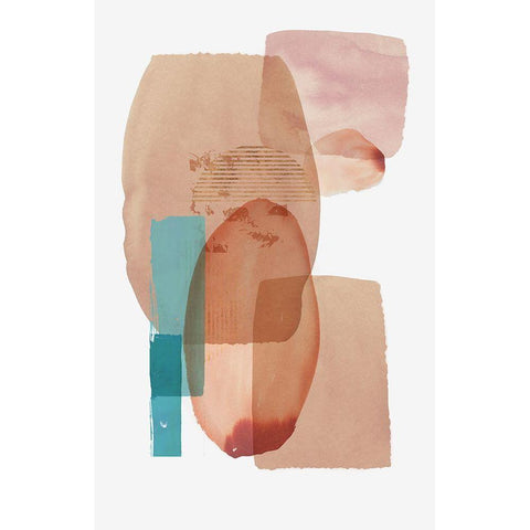 Pink Colour Blocks II  White Modern Wood Framed Art Print by Reeves, Tom