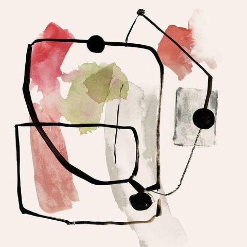 Connected Lines I  Black Modern Wood Framed Art Print with Double Matting by Reeves, Tom