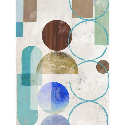 Blue Pieces Togehter I  White Modern Wood Framed Art Print by Reeves, Tom