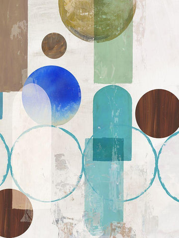Blue Pieces Togehter II  White Modern Wood Framed Art Print with Double Matting by Reeves, Tom