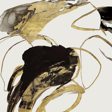 Gestural Black and Gold II White Modern Wood Framed Art Print by Reeves, Tom
