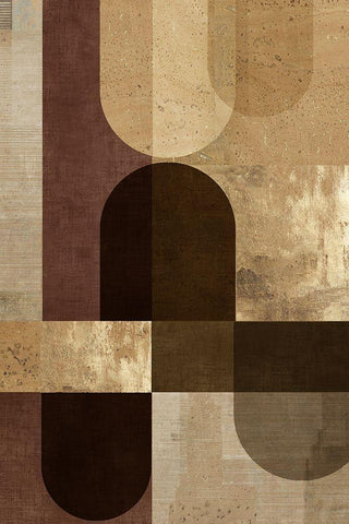 Golden Geo I  White Modern Wood Framed Art Print with Double Matting by Reeves, Tom
