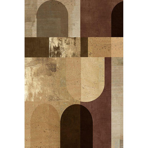 Golden Geo II  Black Modern Wood Framed Art Print with Double Matting by Reeves, Tom