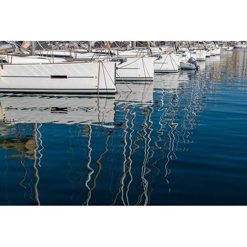 Marseille Boats I White Modern Wood Framed Art Print by Silver, Richard