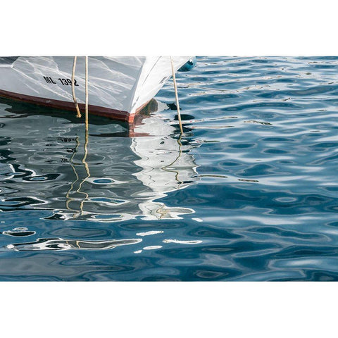Boat Reflections Black Modern Wood Framed Art Print with Double Matting by Silver, Richard