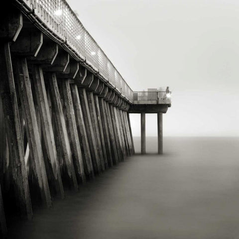 Hermosa Pier Black Modern Wood Framed Art Print with Double Matting by Settle, Shane